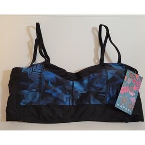 Hapari Midnight Blues Bralette Bikini Top Black Blue Size M (8-10) NEW 1229